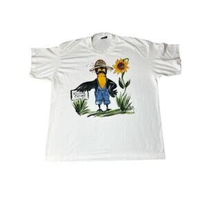 Vintage single stitch scarecrow and sunflower fall artsy unisex t-shirt size XL